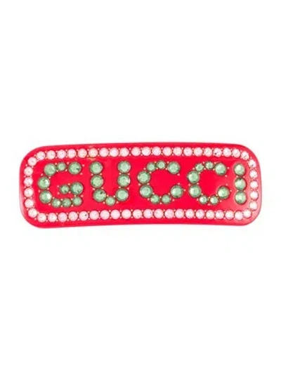 Pre-owned Gucci Crystal Hair Clip In Red