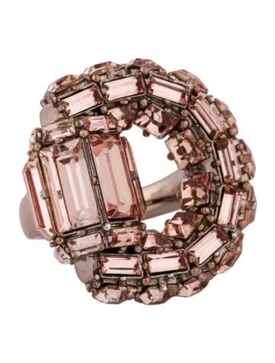 Pre-owned Gucci Crystal Horsebit Cocktail Ring In Multi