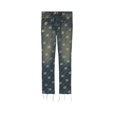 Pre-owned Gucci Crystal Interlocking G Denim Pant 'blue/mix'