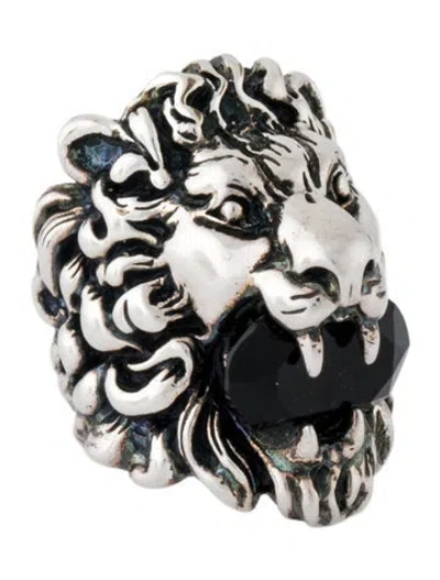 Pre-owned Gucci Crystal Lion Head Cocktail Ring In Multi