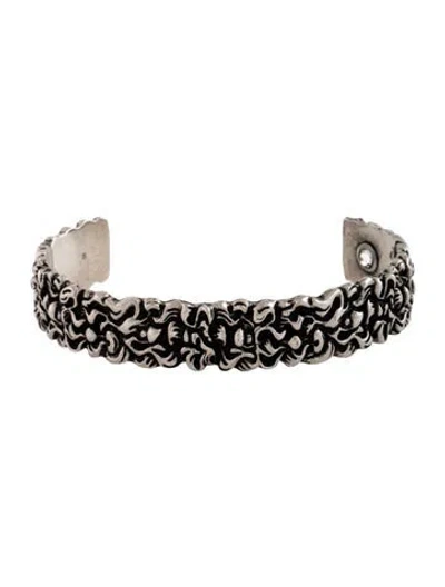 Pre-owned Gucci Crystal Lion Mane Cuff Bracelet, 6.75" In Clear