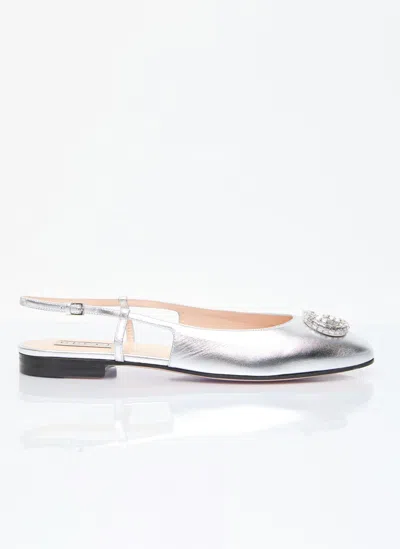 Gucci Double G Ballerina Shoes In Silver