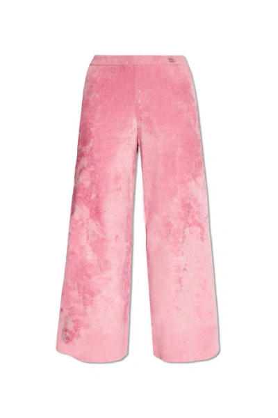 Gucci Crystal Logo Plaque Trousers In Pink