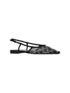 Gucci Demi Crystal Gg Slingback Ballerina Flats In Neronero