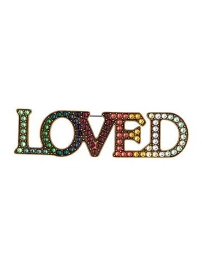 Pre-owned Gucci Crystal Loved Brooch In Blue/clear/green