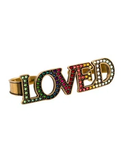Pre-owned Gucci Crystal 'loved' Knuckle Ring