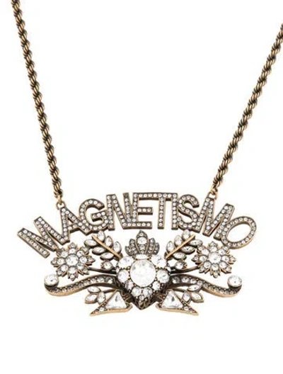 Pre-owned Gucci Crystal 'magnetismo' Pendant Necklace, 22" In Clear