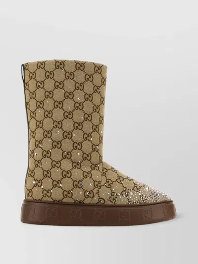 Gucci Crystal Monogram Rubber Sole Ankle Boots In Transparent