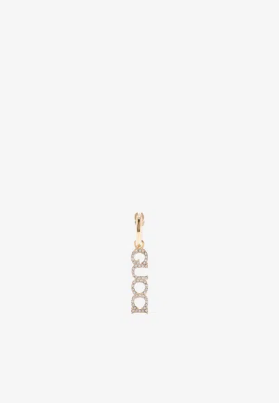 Gucci Crystal Paved Logo Lettering Single Drop Earring In Gold