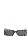 Gucci Crystal Rectangular Sunglasses In Black
