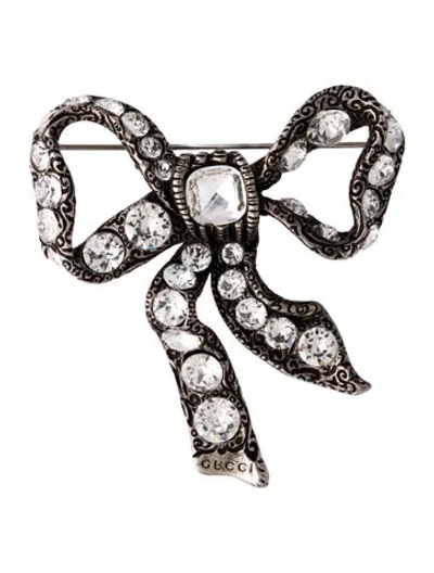 Pre-owned Gucci Crystal Ribbon Bow Brooch In Multi