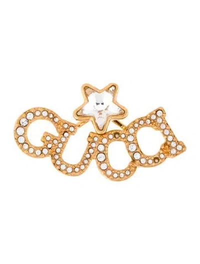 Pre-owned Gucci Crystal Script Star Single Earring In Multi