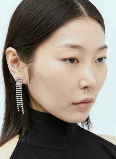 Gucci Crystal Square G Earrings In White