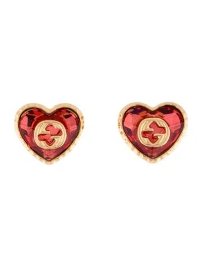 Pre-owned Gucci Crystal Stud Earrings In Red