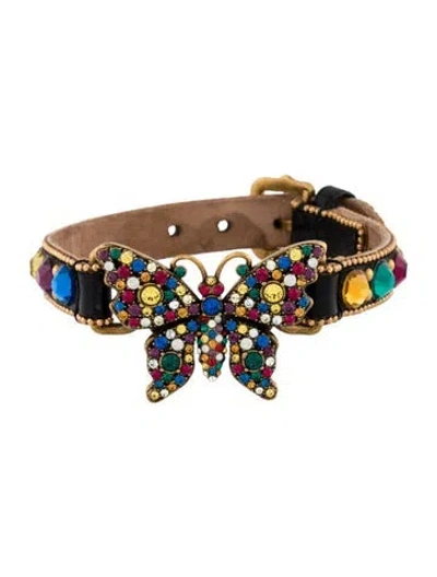 Pre-owned Gucci Crystal Studded Butterfly Bracelet In Multi