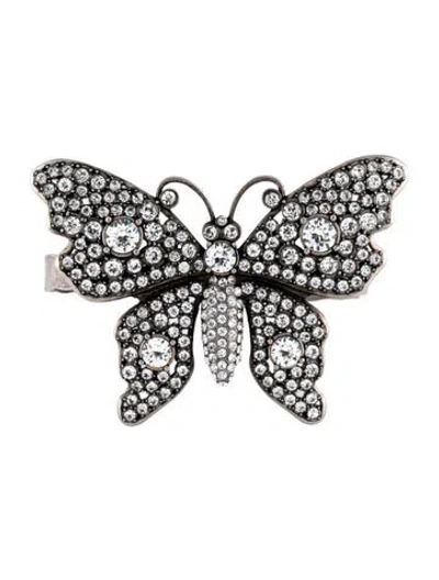 Pre-owned Gucci Crystal Studded Butterfly Palm Cuff, 7" In Multicolor