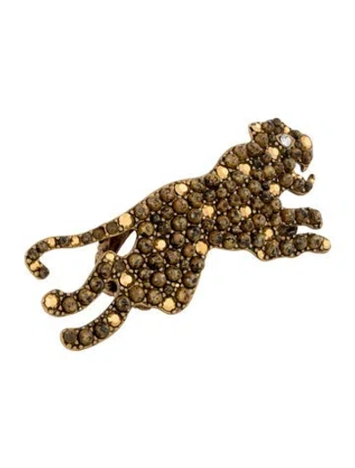 Pre-owned Gucci Crystal Tiger Double Ring In Multi