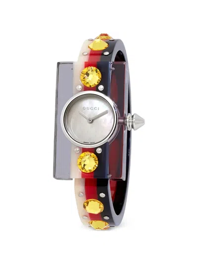 Gucci Crystal-embellished 24mm Watch In Animal Print