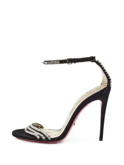 Pre-owned Gucci Crystal-embellished Ankle-strap Sandals In Black