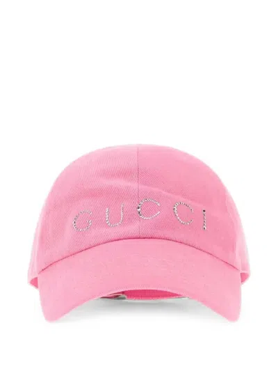Gucci Crystal-embellished Baseball Cap In Pink