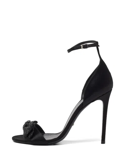 Pre-owned Gucci Crystal-embellished Bow Sandals In Black