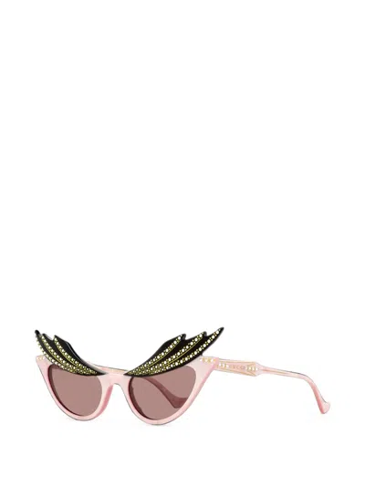 Gucci Gg1094s Crystal-embellished Cat-eye Sunglasses In Red