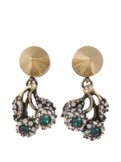 Pre-owned Gucci Crystal-embellished Earrings In Gold