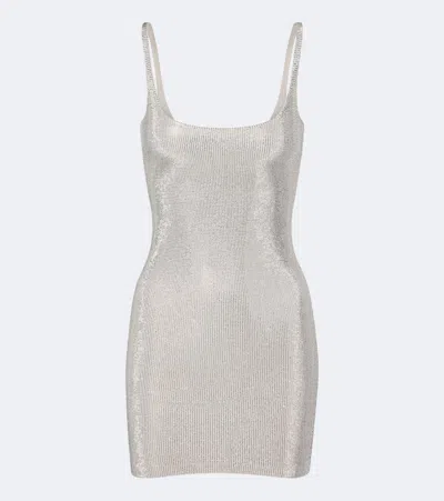 Gucci Crystal-embellished Minidress In Grey