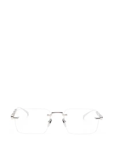 Gucci Crystal-embellished Rimless-frame Glasses In Silver