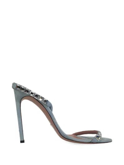 Pre-owned Gucci Crystal-embellished Slingback Sandals In Blue
