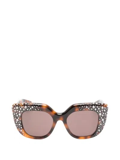 Gucci Crystal-embellished Square-frame Sunglasses In Pattern