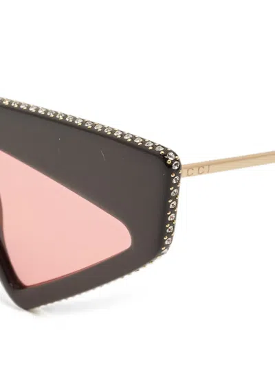 Pre-owned Gucci Crystal-embellished Sunglasses In Black