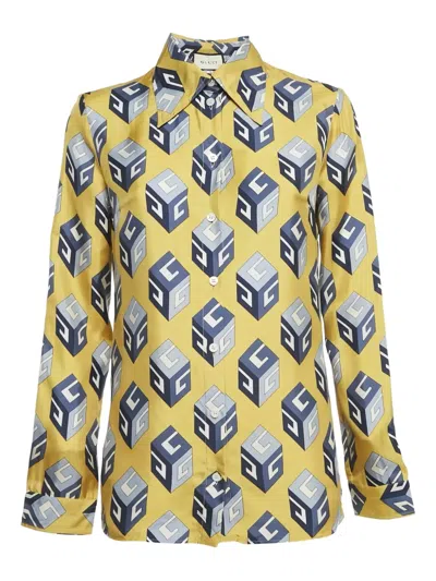 Pre-owned Gucci Cube-print Shirt In Yellow