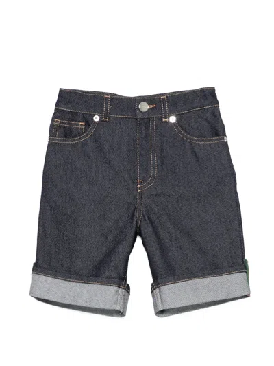 Gucci Denim Shorts With Web Detail Kids In Blue