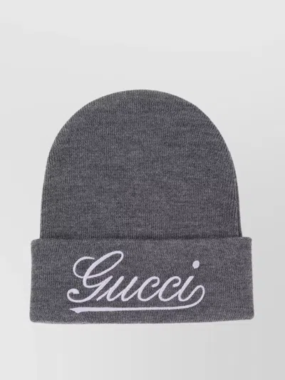 Gucci Cuffed Knit Hat Sizes S-m-l In Grey