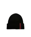Gucci Men Web Detail Wool Beanie In Black
