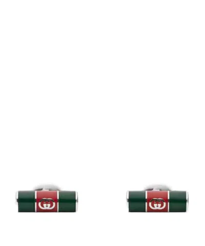 Gucci Cufflinks With Web Detail In Green