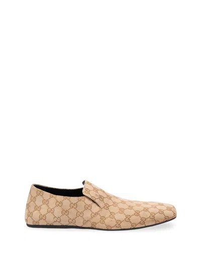 Gucci Cupertino Loafers In Gg Monogrammed Jacquard Fabric In Neutral