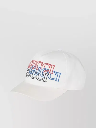 Gucci Baseball Hat With Embroidery In White,multi