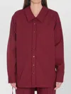 Gucci Curved Hem Shirt With Detachable Ties And Lace In Burgundy