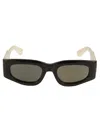 Gucci Curved Rectangle Sunglasses In Black-ivory-grey