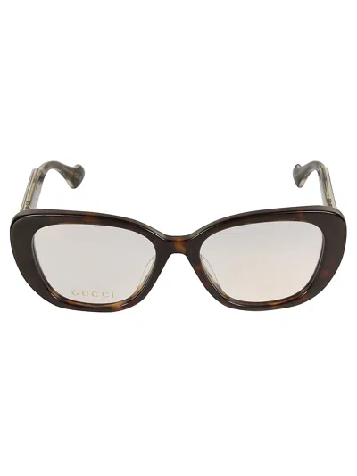 Gucci Curved Square Logo Lens Frame In Brown