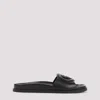 Gucci G Cut Leather Flat Sandals In Black