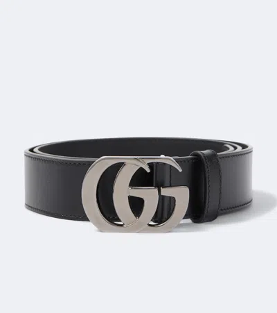 Gucci Cut Gg Marmont Leather Belt In Black