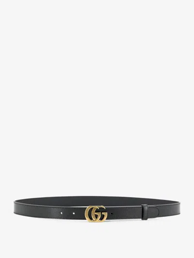 Gucci Cut Gg Marmont Leather Belt In Black