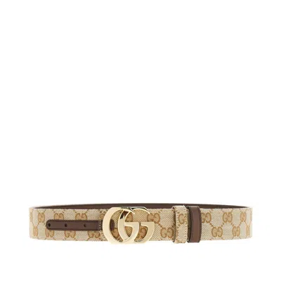 Gucci 'cut Gg Marmont' Reversible Belt In Brown