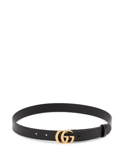 Gucci Cut Gg Marmont Thin Belt In Black