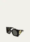 Gucci Cut-out Gg Acetate Butterfly Sunglasses In 001 Black