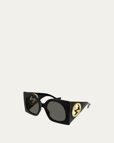 Gucci Cut-out Gg Acetate Butterfly Sunglasses In Black