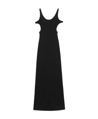 Gucci Cut-out Ribbed Maxi Dress In Black